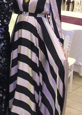 Zebra Desenli Drapeli Uzun Bohem Elbise - Görsel 2