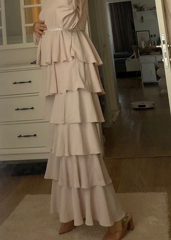 Bej Bohem Renkli Uzun Kat Kat tulum - Görsel 2