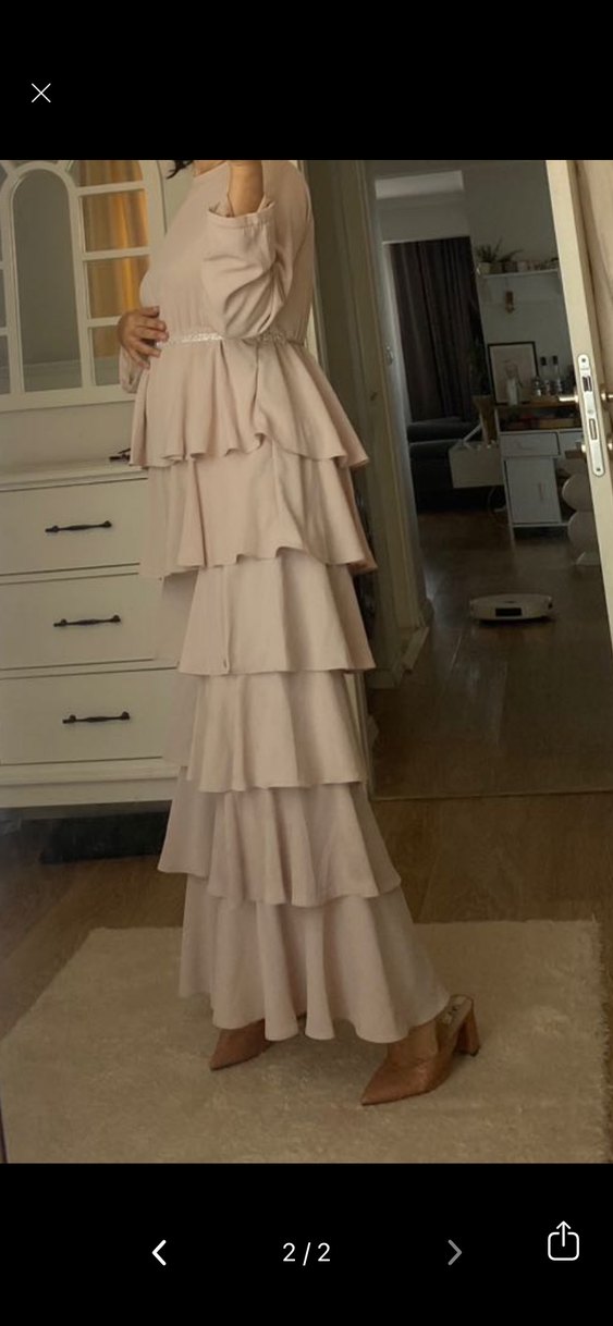 Bej Bohem Renkli Uzun Kat Kat tulum - Görsel 2