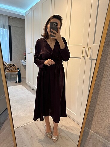 xs Beden bordo Renk Zara elbise