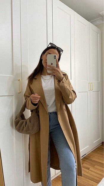 s Beden camel Renk Stradivarius trençkot