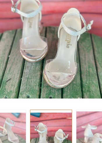 Beyaz Simli Kız Çocuk Topuklu Ayakkabı - Görsel 2