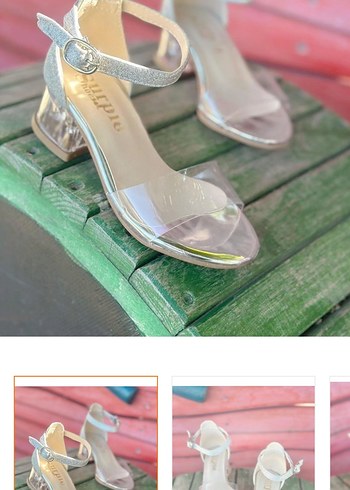 Beyaz Simli Kız Çocuk Topuklu Ayakkabı - Görsel 3