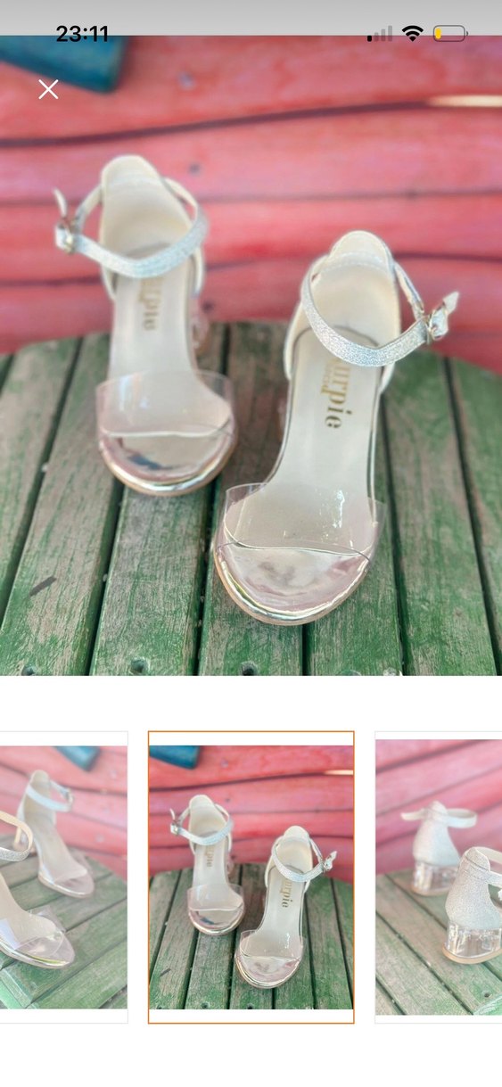 Beyaz Simli Kız Çocuk Topuklu Ayakkabı - Görsel 2