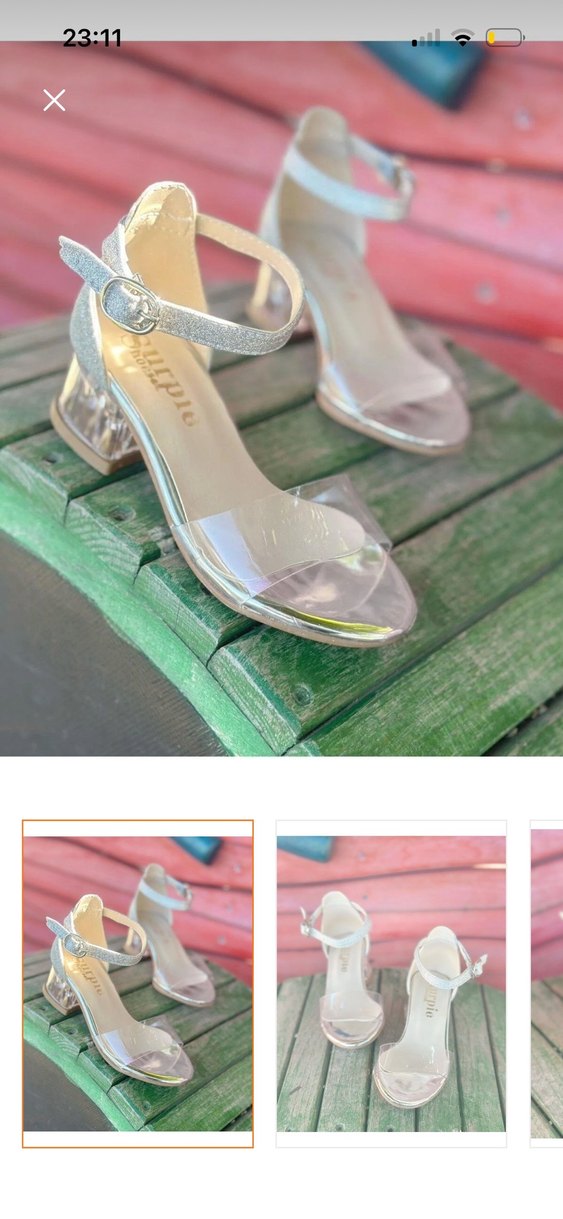 Beyaz Simli Kız Çocuk Topuklu Ayakkabı - Görsel 3