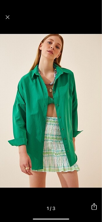 Happines yeşil oversize gömlek