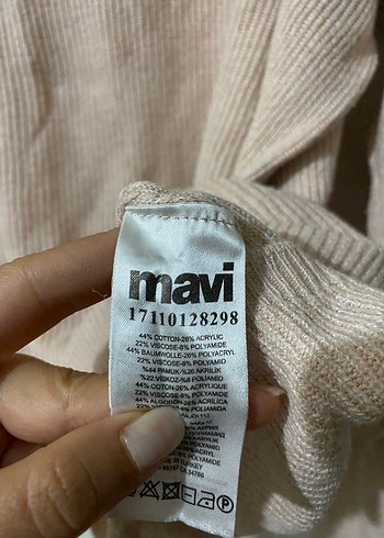 Mavi Bej Keten Örgü Kadın Triko