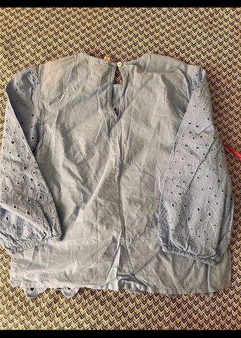 m Beden H&M Fisto Mavi Pamuklu Bluz
