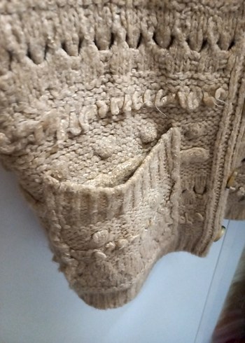 Bej Örgü Kadın Midi Hırka - Görsel 11