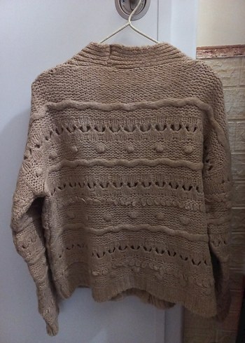 Bej Örgü Kadın Midi Hırka - Görsel 4