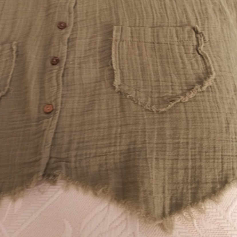 Sıfır ürün. bürümcük, Keten kumaş. Çağla yeşili, Kadın Yelek - Görsel 4