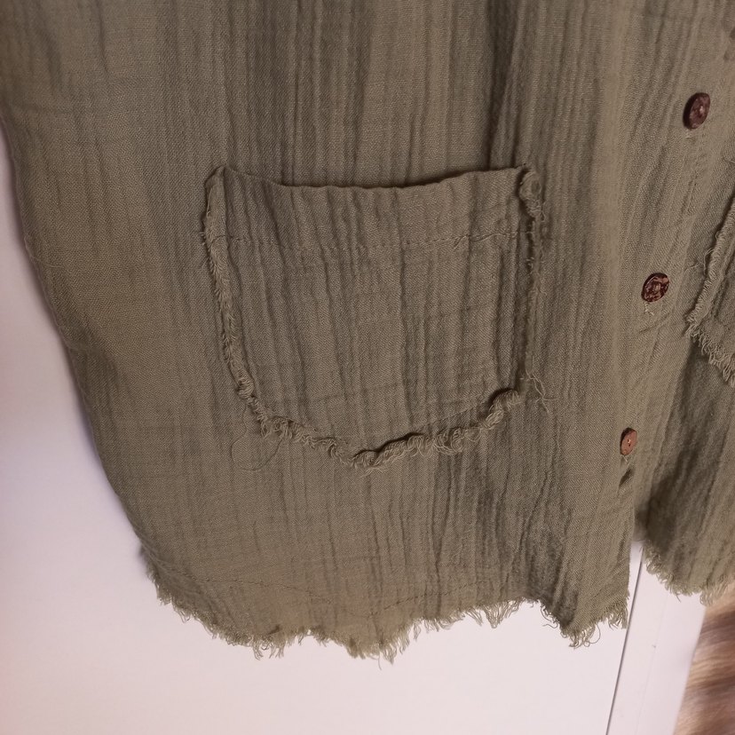 Sıfır ürün. bürümcük, Keten kumaş. Çağla yeşili, Kadın Yelek - Görsel 3