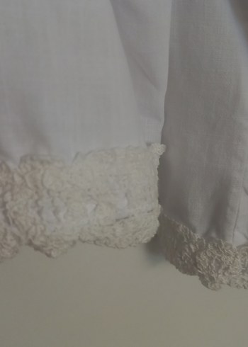 Beyaz Keten Düğmeli Kadın Gömlek - Görsel 4