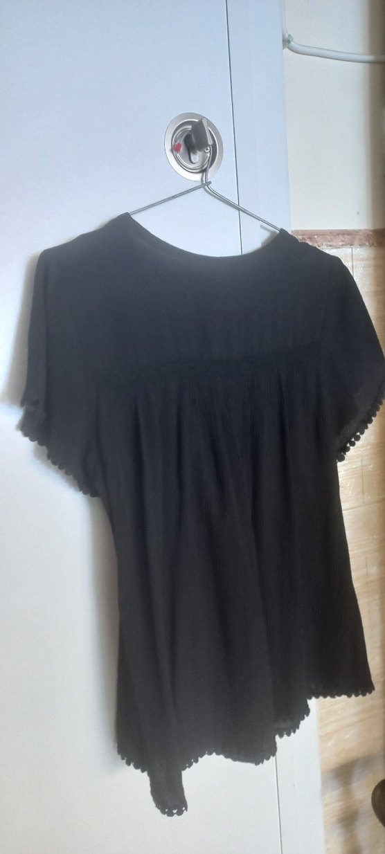 Siyah, V Yaka, bürümcük Hamile Bluzu - Görsel 5