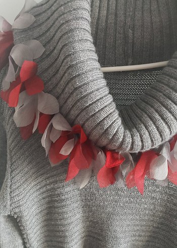 Gri Uzun Kollu Triko Kadın elbise - Görsel 2