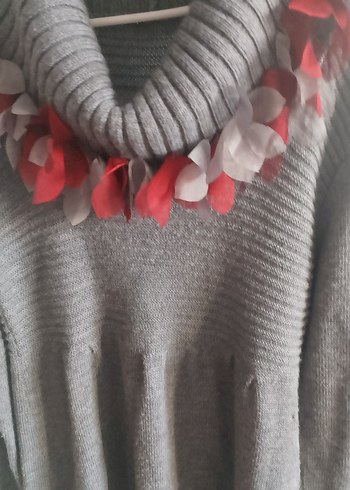 Gri Uzun Kollu Triko Kadın elbise - Görsel 6