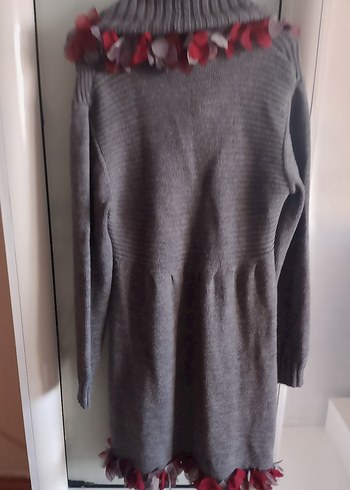 Gri Uzun Kollu Triko Kadın elbise - Görsel 3