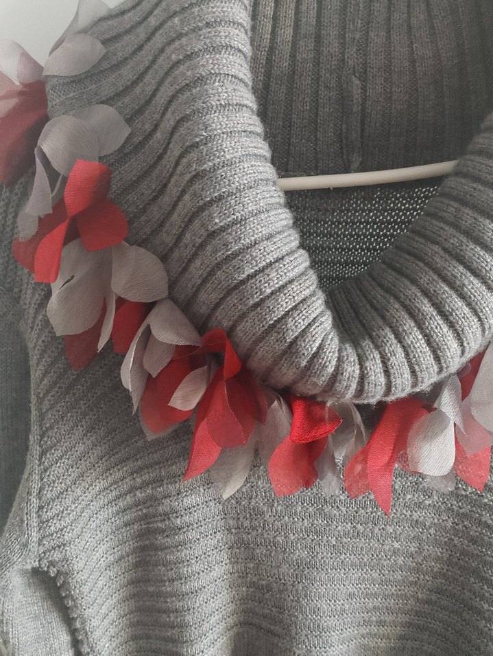 Gri Uzun Kollu Triko Kadın elbise - Görsel 2