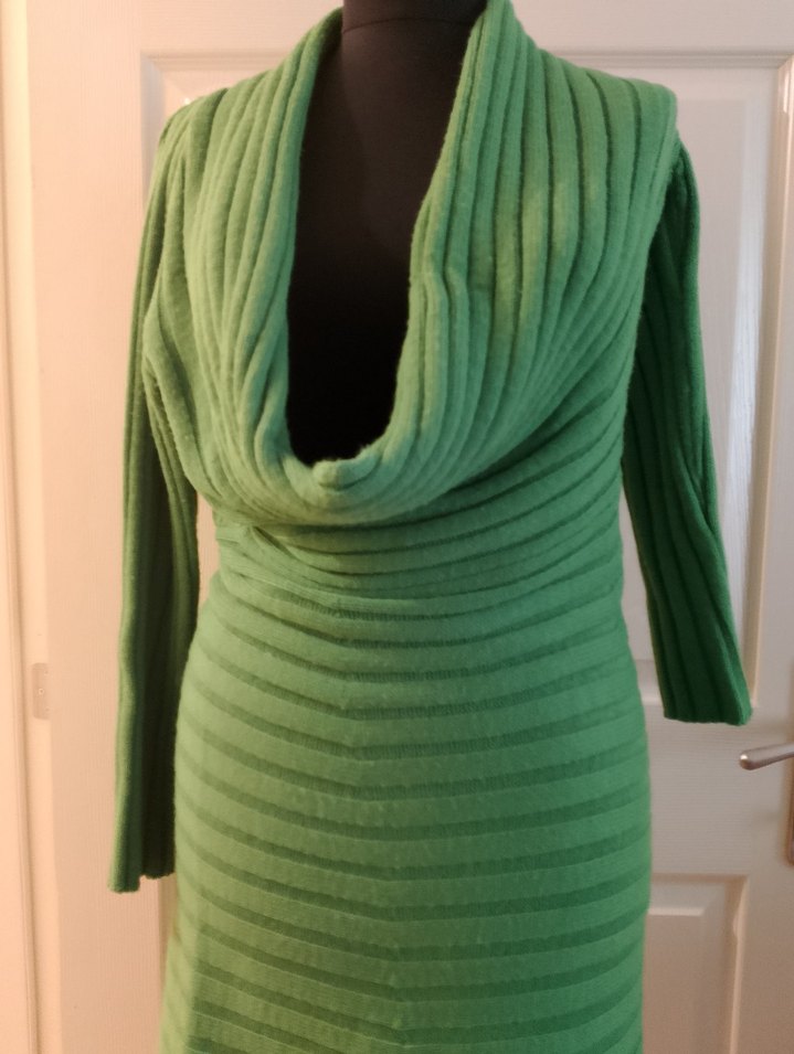 Yeşil Fitilli Triko Kadın Elbise - Görsel 4