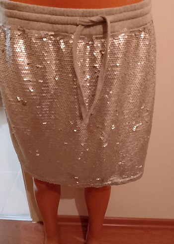 Parlak gümüş renk Kadın Mini Etek - Görsel 5