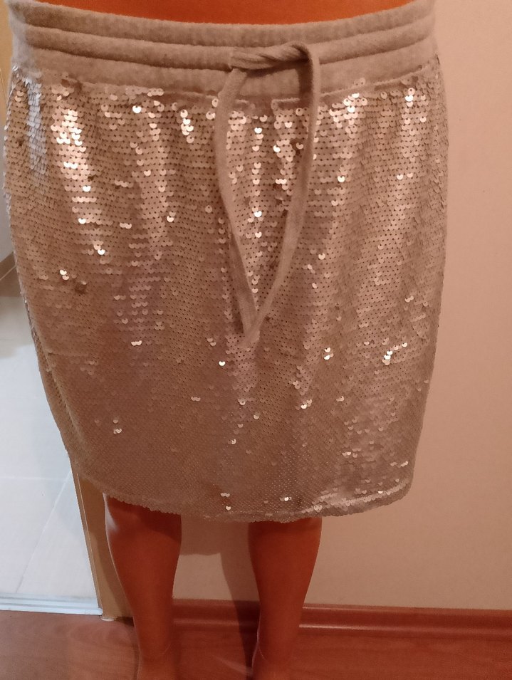 Parlak gümüş renk Kadın Mini Etek - Görsel 5