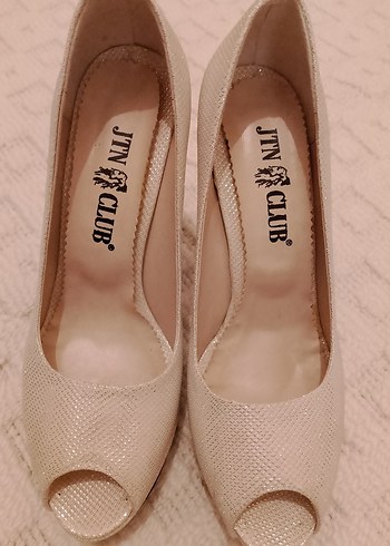 Beyaz parlak desenli Stiletto topuklu Kadın ayakkabı - Görsel 6