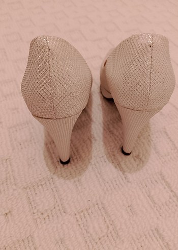 Beyaz parlak desenli Stiletto topuklu Kadın ayakkabı - Görsel 8