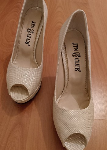 Beyaz parlak desenli Stiletto topuklu Kadın ayakkabı - Görsel 5