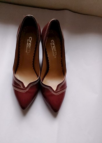 Diger Bordo Deri Stiletto Kadın Ayakkabı