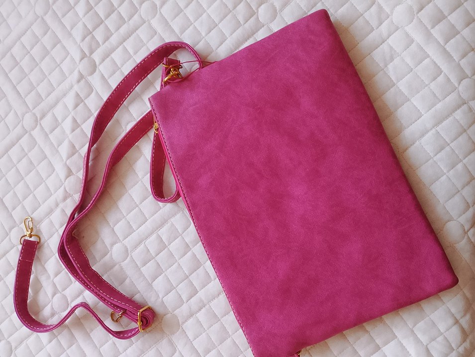 Pembe Nakışlı Süet Kadın Çanta.Clutch çanta - Görsel 4