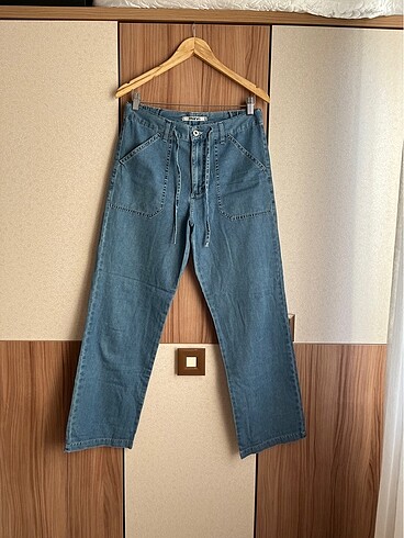 m Beden mavi Renk Mavi Jeans İnce Uzun Bol Paça Jean