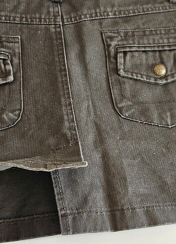 l Beden haki Renk Haki denim kot etek