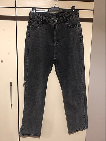 Gri straight fit kadın jean