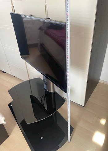 Siyah televizyon ve Cam Raflı tv ünitesi - Görsel 4