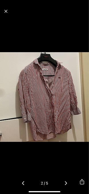 Lacoste bordo çizgili gömlek