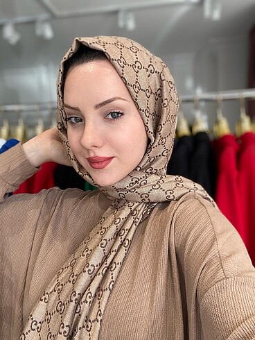 Gucci G desen kaşmir ipek şal kahve/krem