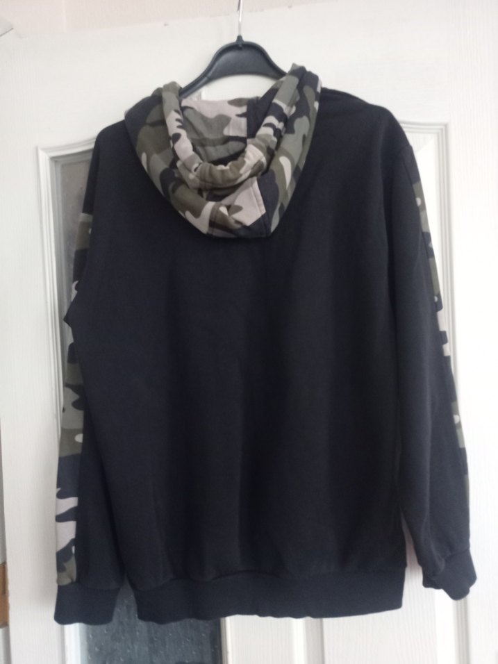 Siyah Kamuflaj Desenli  Sweatshirt - Görsel 4