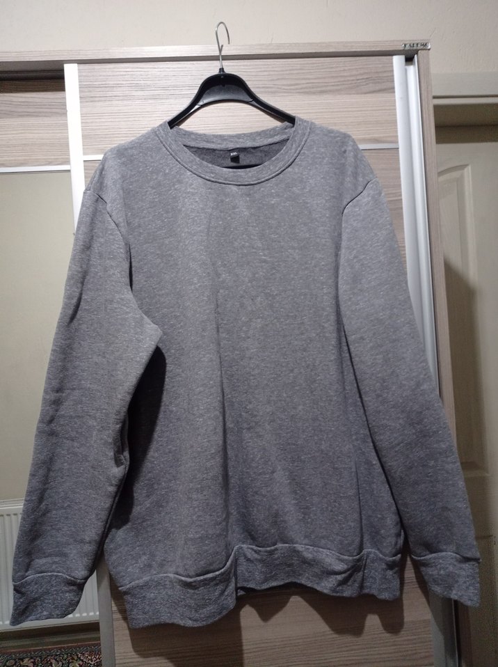 Gri Uzun Kollu Salaş Sweatshirt - Görsel 2