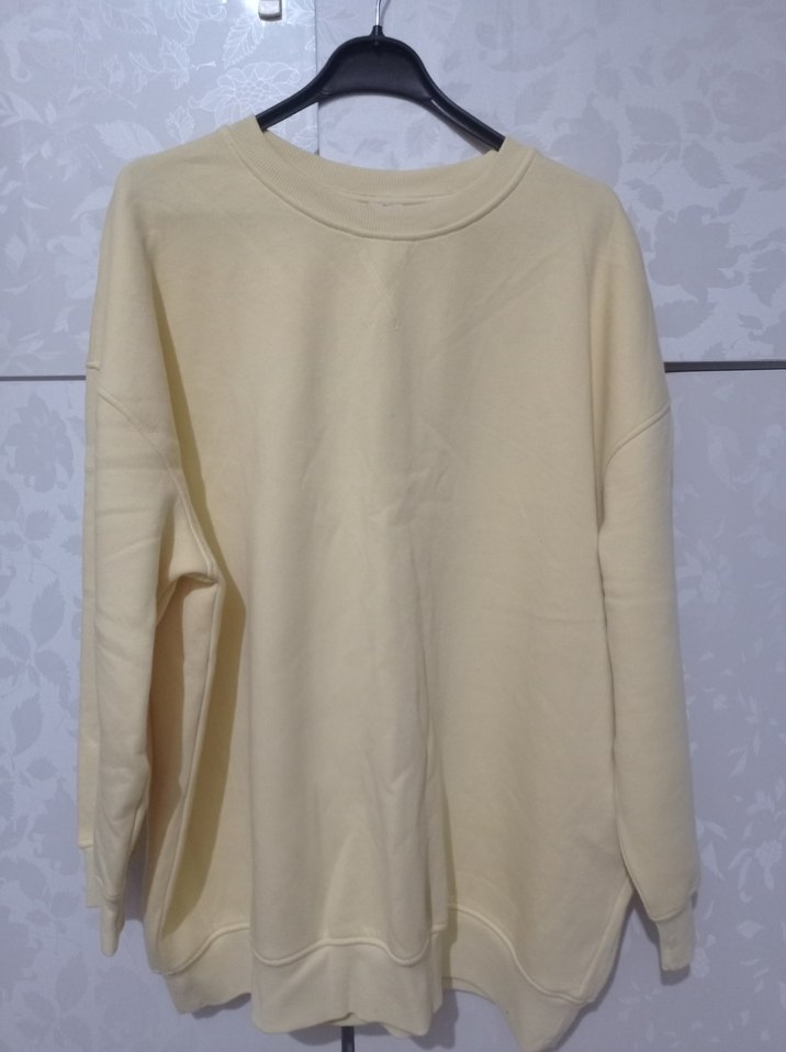 Kadın Sweatshirt, Bisiklet Yaka, Salaş Kesim - Görsel 2