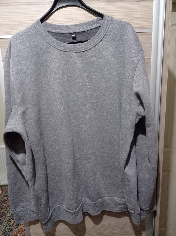 Gri Kadın Sweatshirt Uzun Kollu Rahat Kesim - Görsel 5