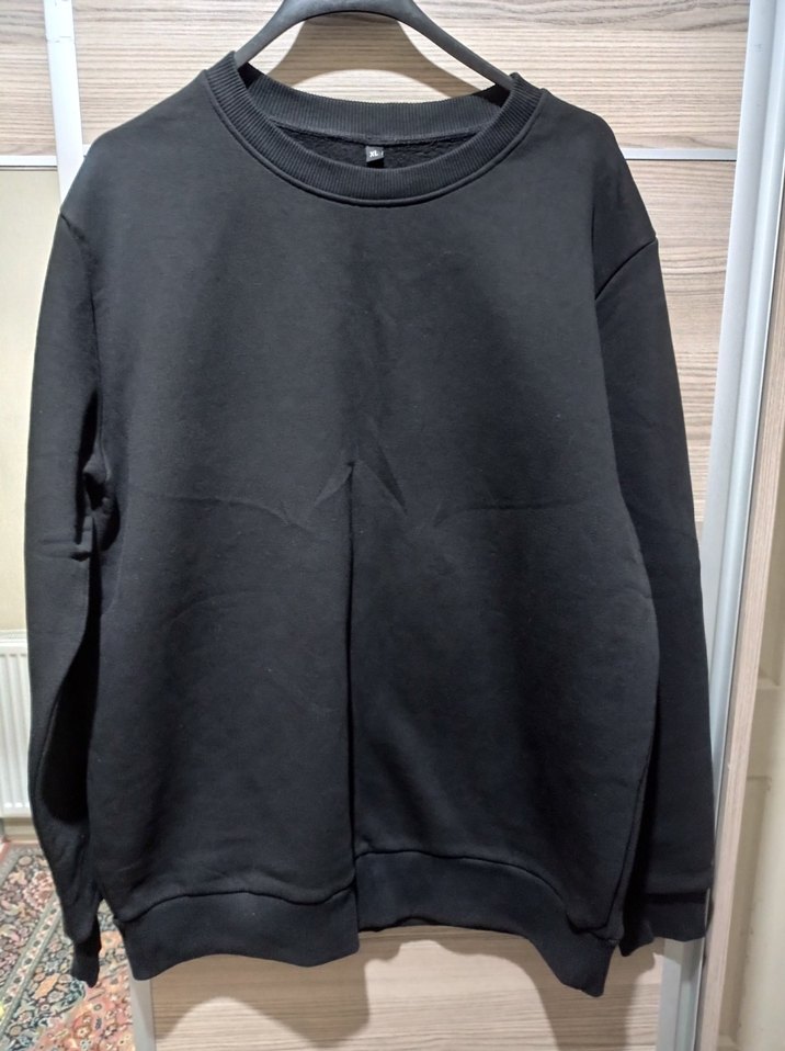 Erkek Siyah Rahat Kesim Sweatshirt - Görsel 5