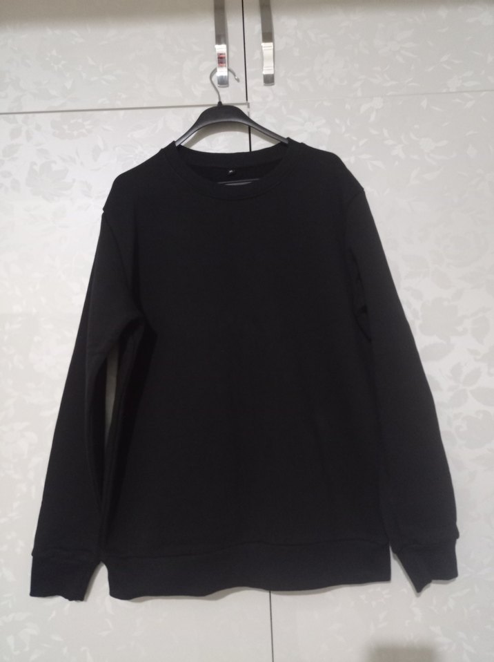 Erkek Siyah Rahat Kesim Sweatshirt - Görsel 3