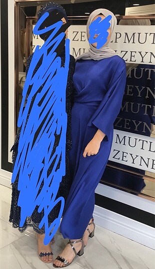 s Beden mavi Renk Tesettür abiye