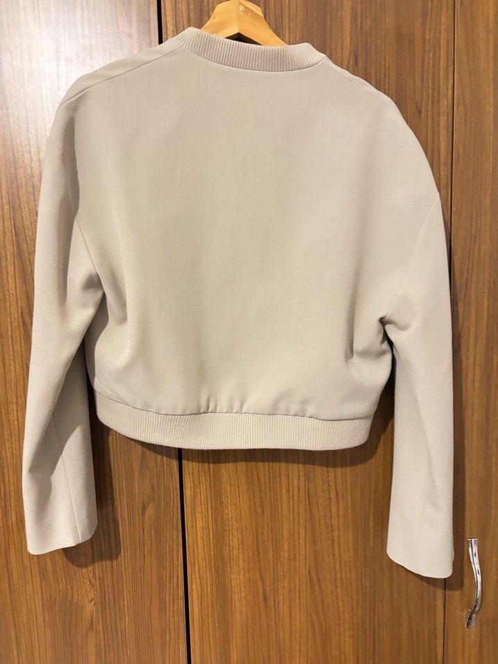 Düğmeli Bej Kadın Mini Ceket - Görsel 4