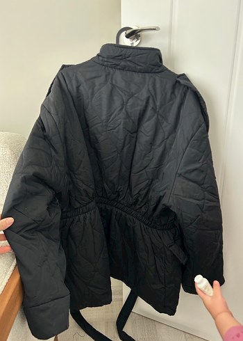 Twist Kemerli Siyah Midi Kadın mont - Görsel 5