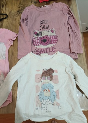 Kız Çocuk Pembe Baskılı Uzun Kollu Tişört
