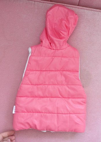 Kız Çocuk Kapüşonlu Fermuarlı Pembe Yelek - Görsel 2