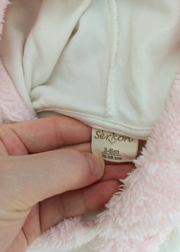 Kız Çocuk Beyaz Kapüşonlu Peluş Panço - Görsel 2