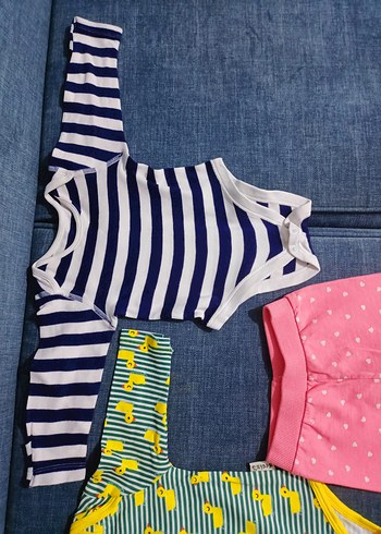 Renkli Uzun Kollu Örgü Bebek Zıbın ve Pembe Pantolon - Görsel 3