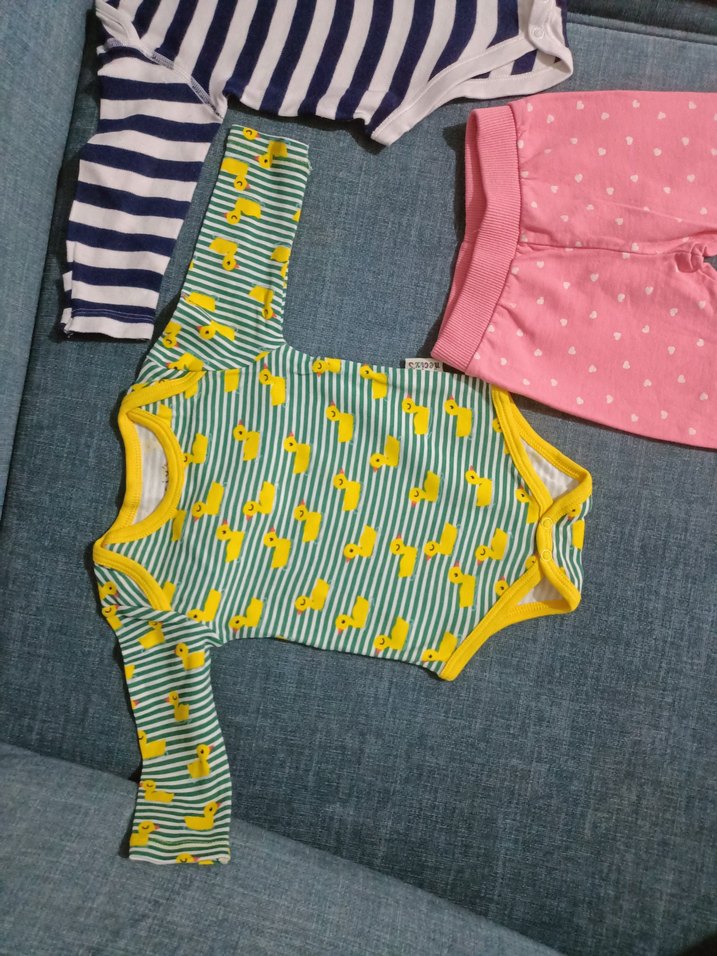 Renkli Uzun Kollu Örgü Bebek Zıbın ve Pembe Pantolon - Görsel 2